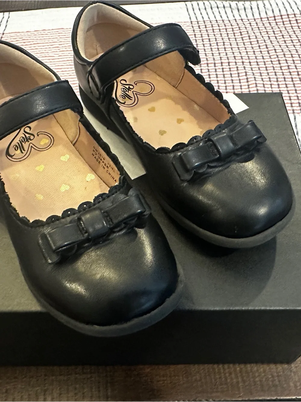 Black Girls Mary Jane Shoes with Bow Accent